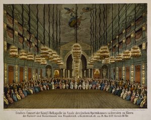 1812年に帝国の夫婦を称えてドレスデンオペラハウスの講堂で行われたロイヤルバンドのコンサート（カラーリソ） 作： German School
