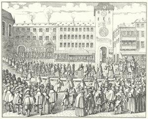 1612年の神聖ローマ皇帝マティアスの戴冠式行列。 作： German School