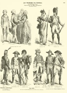 フランス共和党の衣装と軍服、1790年代 作： German School