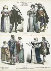 17世紀半ばのドイツとフランスの貴族の衣装 作： German School