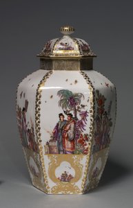 カバー付き花瓶、メーカーマイセン磁器工場、ドイツ、c.1728-1730 作： German School