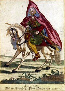 馬に乗ったクロアチアの戦士（彩色済み彫刻） 作： German School