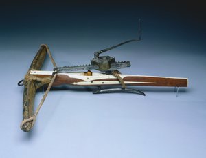 クロスボウ、c.1460-70（木、骨、角、鉄、鋼、羊皮紙） 作： German School