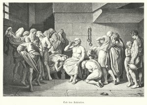 古代ギリシャの哲学者ソクラテスの死、紀元前399年（エングレービング 作： German School