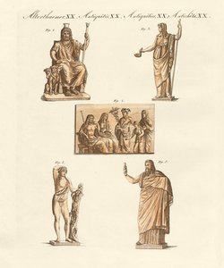ギリシャ人とローマ人の神々（カラー彫刻 作： German School