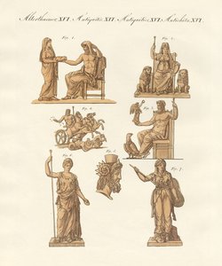 ギリシャ人とローマ人の神々（カラー彫刻 作： German School
