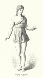 古代ギリシャのドーリア人の少女、徒競走の勝者（エングレービング 作： German School