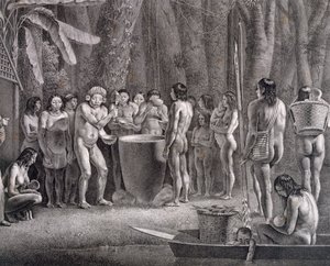 Coroados族の飲酒祭、c.1835-50 作： German School