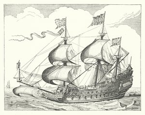 17世紀のオランダの軍艦（エングレービング 作： German School