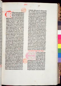 ペンテウチの終わりとヨシュア記の始まり、グーテンベルク聖書、ヨハネスグーテンベルク（c.1400-68）とピーターシェーファー（1425-1502）、マインツ、1454-56（印刷紙）