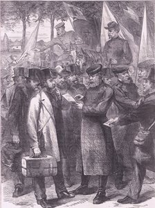 パリを離れるイギリス人居住者（Cassells History of the War between France and Germany, published by Cassell and Company Limited, c.1890 (litho) 作： German School