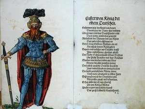 ドイツ民族の最初の12人の古い王と王子の起源」より、上ドイツ人の王エウスターン 作： German School