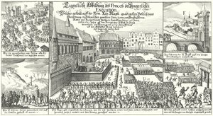 プラハ旧市街広場でのプロテスタント・ボヘミアン反乱のメンバーの処刑 作： German School