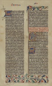 ヨハネス・グーテンベルクが1455年に作成した42行のラテン語聖書の複製品（カラーリトグラフ 作： German School