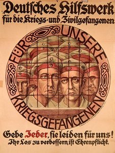 第一次世界大戦 ドイツ人捕虜救済のための寄付を促すポスター（カラーリトグラフ） 作： German School