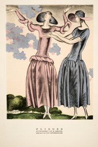 「Flieder"、M.ゲルステルによる衣料品の広告、Styl, pub.1922より（ポショワール版画）