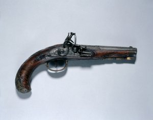 火縄銃、銃身製造者Johann Andreas Kuchenreuter（1716-1795）、1750年頃（スチール、ウォールナットのストック、真鍮のマウント、金・真鍮・銀の象嵌を施した銃身）。 作： German School