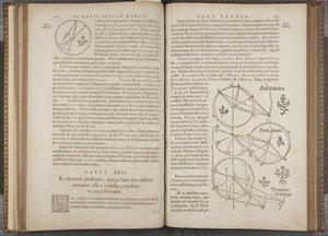 Fol 130-131, ヨハネス・ケプラーの「Astronomia nova Aitiologetos」（彫刻）。 作： German School