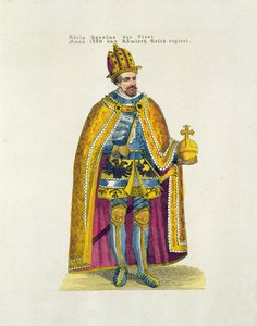 20世紀初頭のはがきである聖ローマ皇帝チャールズ4世（1316-78）による1348年のプラハのドイツ大学の創設 作： German School