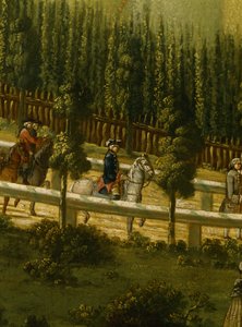 1770年、サンスーシ近くのMaulbeeralleeで馬に乗ったフレデリック大王 作： German School