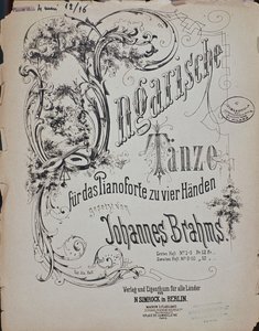 ヨハネスブラームス（1833-1897）によるハンガリー舞踊の口絵 作： German School