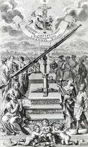 ヨハンザーンによるOculus Artificialis Teledioptricus Sive Telescopiumへの口絵、1702年に発行された第2版 作： German School