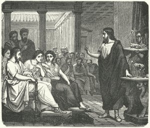 古代ローマで解剖学を教えるガレン（彫刻 作： German School