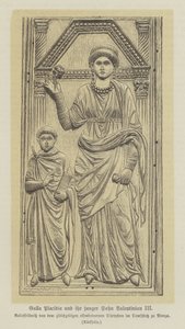 ローマ皇帝テオディシウス1世の娘ガラ・プラシディアとその息子ヴァレンティニアヌス3世（彫刻作品 作： German School