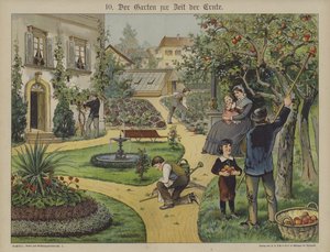 街の庭（カラーリトグラフ 作： German School