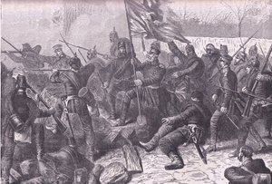 ル・ブルジェへの攻撃を指揮するフォン・バドレツキー将軍（Cassells History of the War between France and Germany published by Cassell and Company Limited, c.1890）（リトグラフ