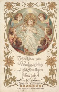 ドイツのクリスマスカード（カラーリトグラフ） 作： German School