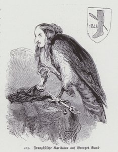 19世紀フランスの女流小説家ジョージ・サンドのドイツ風刺画（リトグラフ版 作： German School