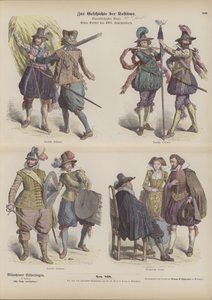 ドイツの軍服とブルジョアの衣装 17世紀初頭（彩色済み彫刻 作： German School