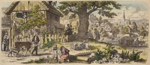 ドイツの村（彩色済み彫刻 作： German School