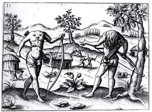 1599年ニュルンベルクで出版された頭のない男女、ガイアナのサーウォルターローリーズアカウントのイラスト 作： German School