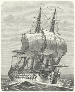フランスの58連装フリゲート艦「エルキュール」（彫刻作品 作： German School