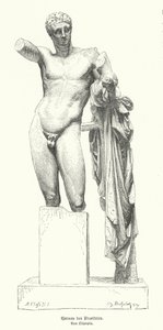 オリンピアのヘラ神殿跡で発見された古代ギリシャの彫刻家、プラクシテレスによる「ヘルメスと幼いディオニュソス」像（彫刻作品 作： German School
