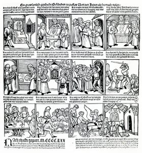 1477年のパッサウのユダヤ人による司祭の冒涜 作： German School