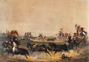 1855年頃のハンガリーの結婚式の行列（カラーリトグラフ） 作： German School