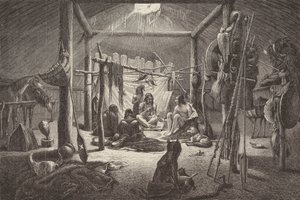 北米インディアンの酋長の小屋（彫刻 作： German School