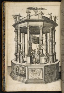 ヨハネス・ケプラーの「Tabulae Rudolphinae, quibus astronomicae scientiae」より、天文学の女神であるウラニア神殿を示す挿絵入りの口絵 作： German School