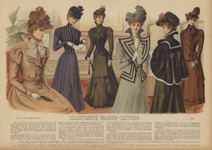 Illustrirte Frauen-Zeitung」のイラスト（カラーリトグラフ）。 作： German School