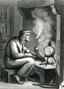 1854年のホムンクルスを作成するメフィストフェレスを描いたゲーテスファウストのイラスト