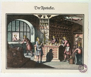 薬剤師の内部、1700年頃 作： German School