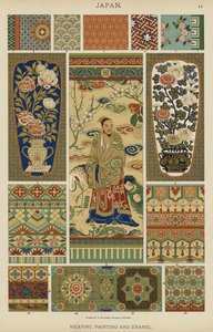 日本、織物、絵画、エナメル(カラーリトグラフ) 作： German School