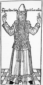 1493年にニュルンベルクで出版された、ハートマンシェデルによるリベルクロニコルムのユダヤ人大祭司 作： German School