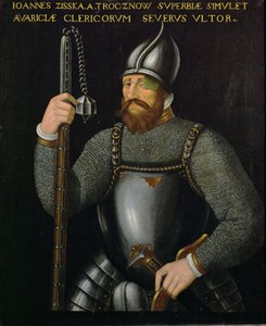 ヨハン・ジスカ・フォン・トロクノフは、ボヘミアのフス派とターボル派の指導者で、1420年と1422年に帝国軍との2度の戦いに勝利した。