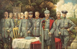 ドイツのカイザー・ウィルヘルム2世とその将軍たち（カラーリトグラフ 作： German School
