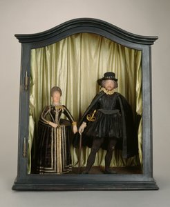 ヘッセのランドグレーブモリッツとナッソージーゲンのジュリアナ、1600〜25年（ワックス、シルク、ウール、ガラス、木材） 作： German School