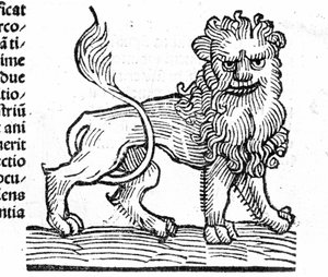 Le Lion - In Treatise by Johannes Angeli De Magnisconnectionibue annorum revolutionibus ac eorum pefectionibus.アウグスブルク、エルハルト・ラトドルト 作： German School
